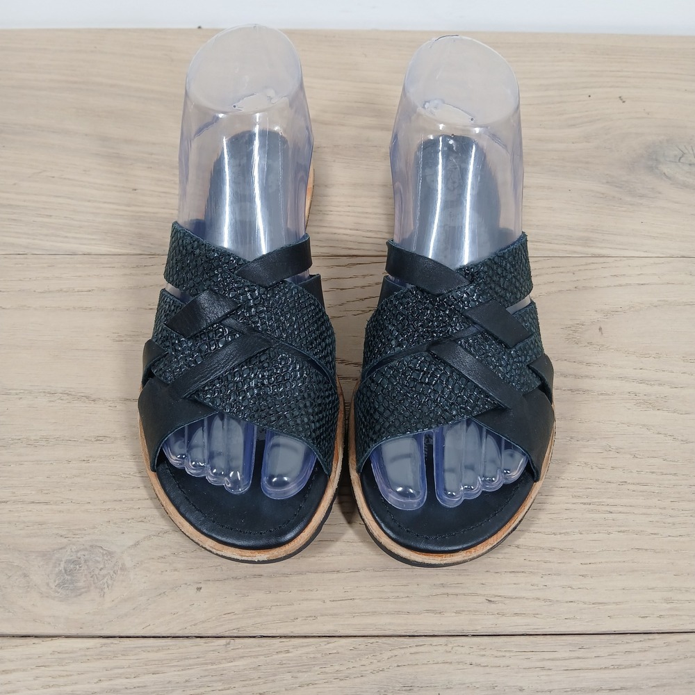 Women’s Black Woven Slide Sandals